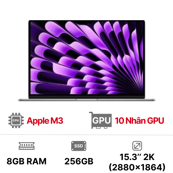 MacBook Air M3 15 inch 10GPU 8CPU 8GB 256GB - Chính Hãng VN