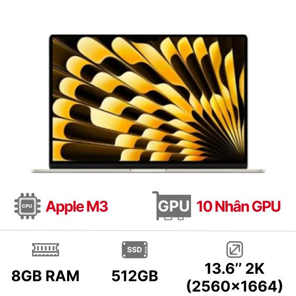 MacBook Air M3 13 inch 10GPU 8CPU 8GB 512GB - Chính Hãng VN