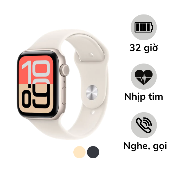 Apple Watch SE 3 2025 GPS 44mm Viền Nhôm Dây Cao Su