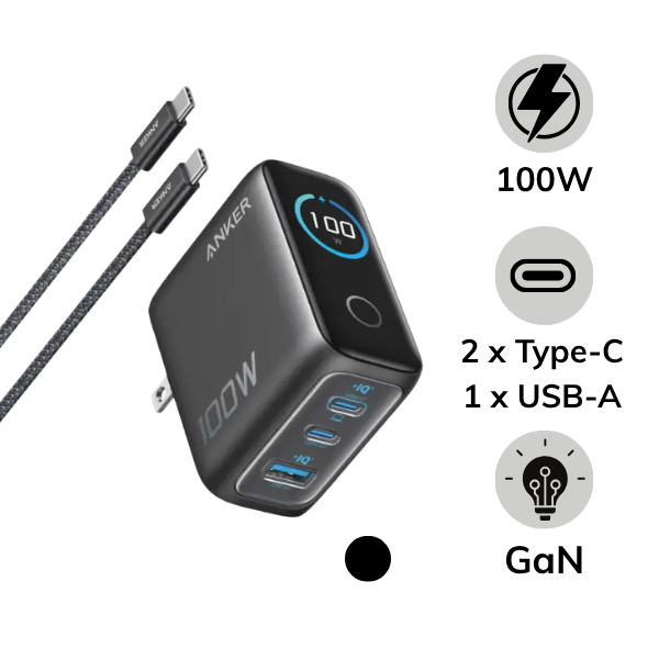 Bộ sạc nhanh Anker 100W 2C1A kèm cáp Type-C B121B