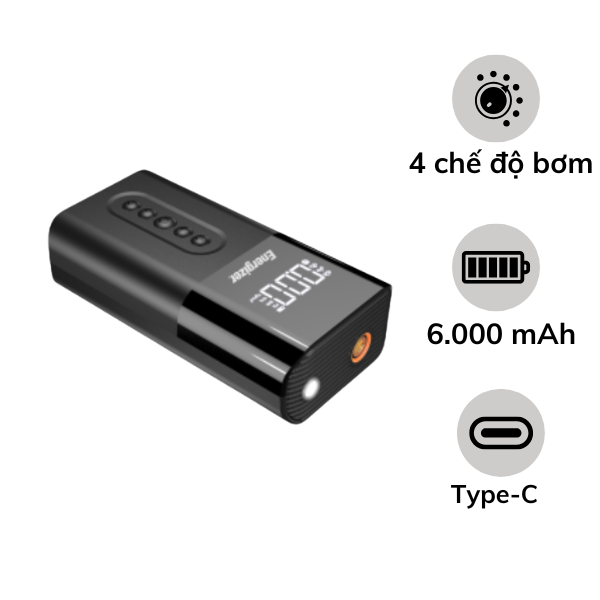 Bơm hơi di động cầm tay kiêm pin sạc dự phòng Energizer - PAC6003