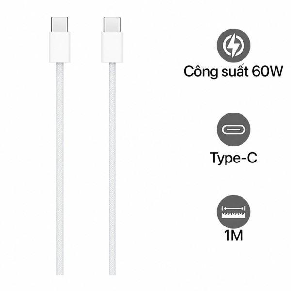 Cáp Type-C to Type-C Apple 1m dây dù Chính Hãng Qua Sử Dụng