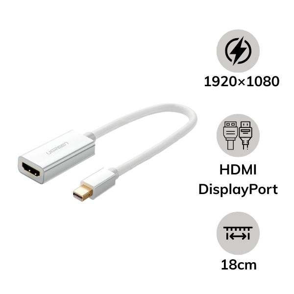 Cáp chuyển đổi Mini DisplayPort đực sang HDMI cái hỗ trợ 1080P dài 18cm Ugreen MD112