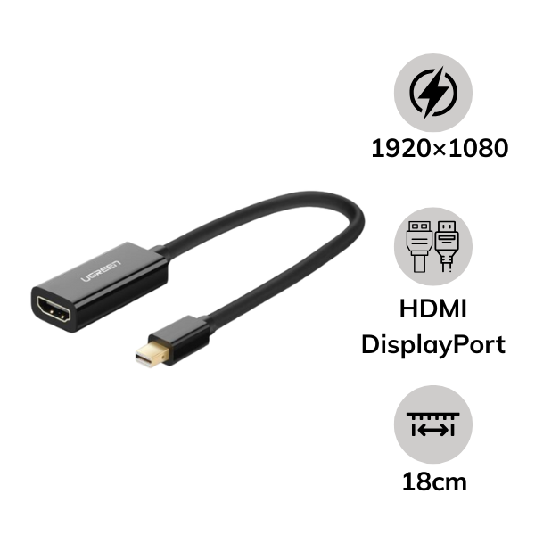 Cáp chuyển đổi Mini DisplayPort sang HDMI Converter hỗ trợ 1080P dài 18cm Ugreen MD112