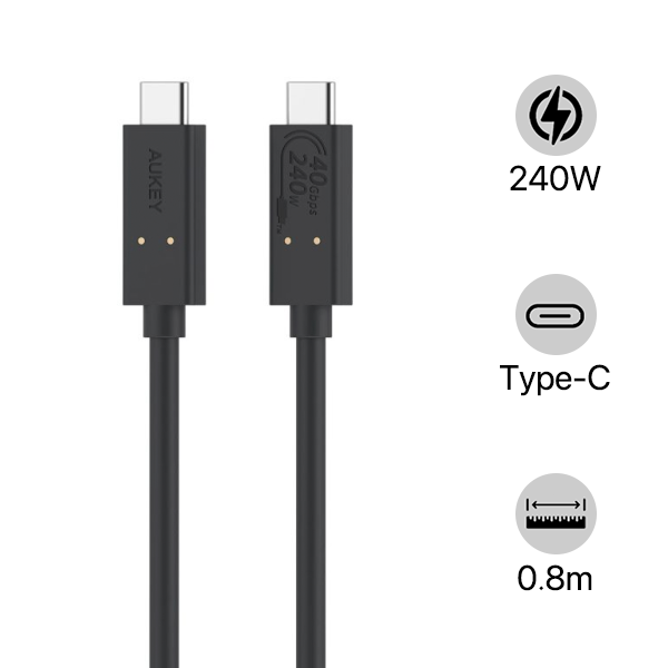 CB-TCC241-BLK - Cáp chuyển USB-IF Aukey thế hệ thứ 3 240W 0.8M