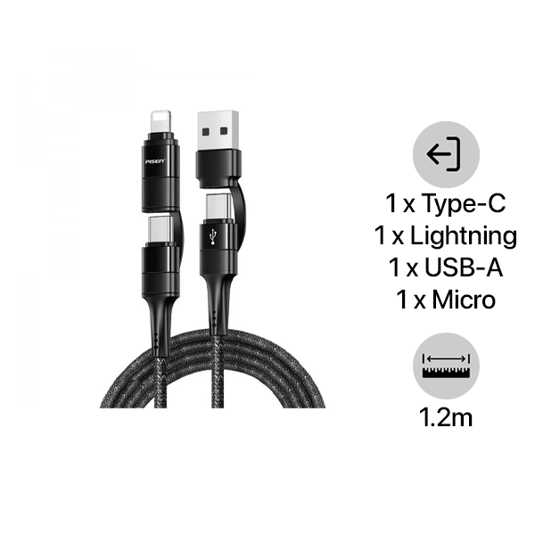 LTAP021200BK - Cáp Pisen Quick 4 in 1 1m2