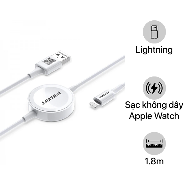 Cáp sạc Pisen iWatch 2 trong 1 Lightning