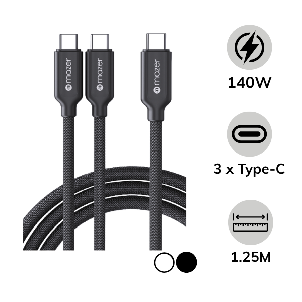 Cáp Type-C 3-in-1 Mazer 140W InfiniteLINK Scorpion 1.25m
