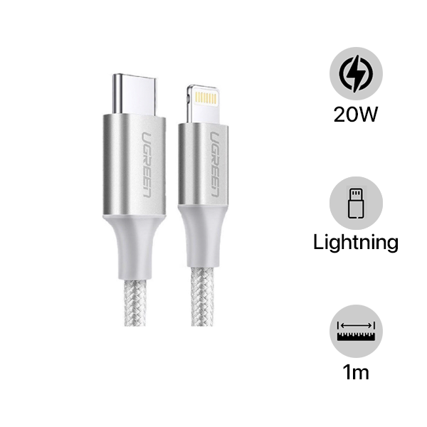 70523 - Cáp Type-C to Lightning 1m Ugreen MFi US304