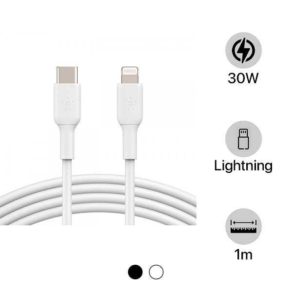 CAA003BT-QSD - Cáp Type-C to Lightning Belkin 30W vỏ nhựa 1M Qua Sử Dụng