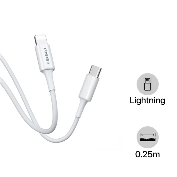 CLPD250WT - Cáp Type-C to Lightning Pisen 0.25M CLPD250