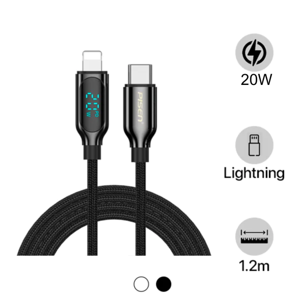 TC191200SL - Cáp Type-C to Lightning Pisen đo công suất sạc 1.2m TC19 - TC191200SL