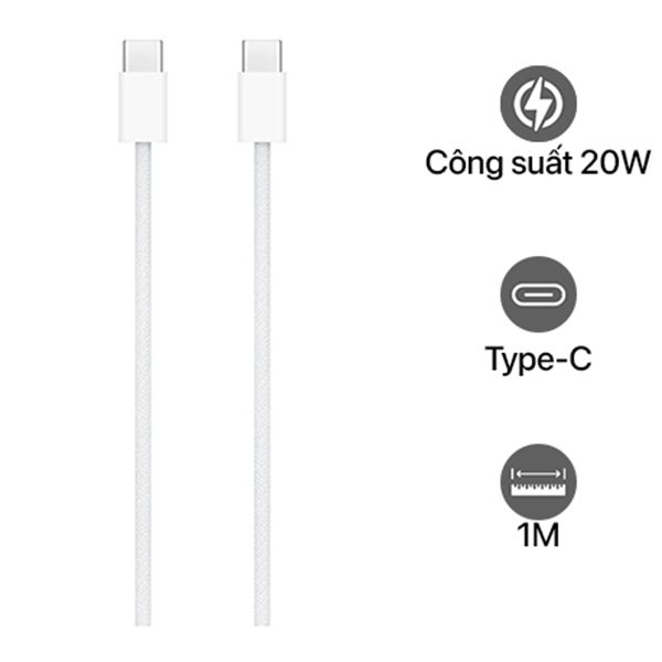 MQKJ3ZA A - Cáp Type-C to Type-C Apple 1m dây dù Chính Hãng MQKJ3ZA