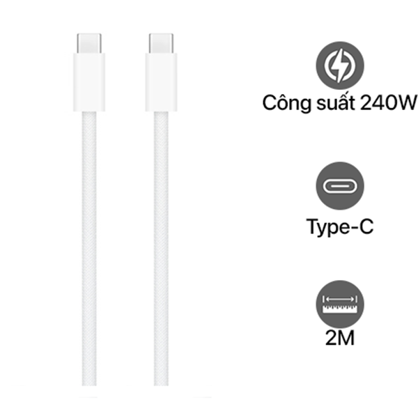 Cáp Type-C to Type-C Apple 240W 2M Chính Hãng MU2G3ZA