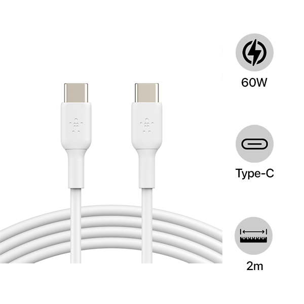 Cáp Type-C to Type-C Belkin 60W vỏ nhựa 2M - Qua Sử Dụng