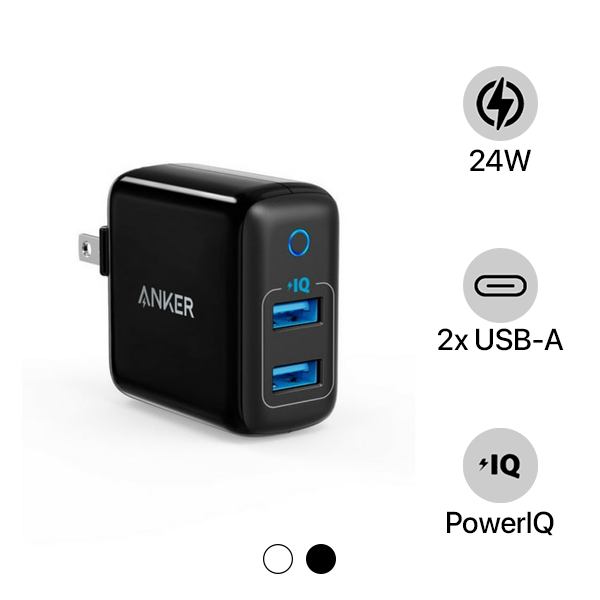 A2027111 - Cốc sạc 2 cổng Anker 24W USB-A PowerPort II A2027