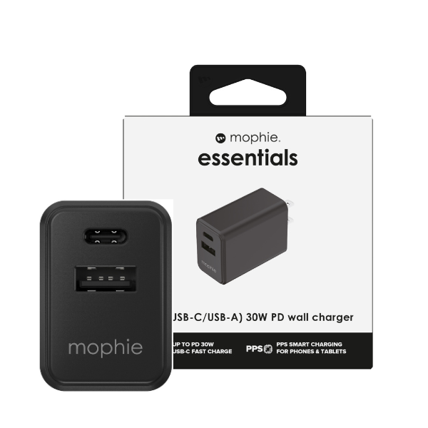 Cốc sạc nhanh 2 cổng Mophie Essentials PD 30W 1A1C