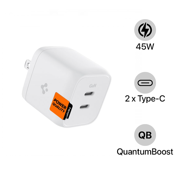 ACH03716 - Cốc sạc nhanh 2 cổng Spigen 45W ArcStation Wall Charger