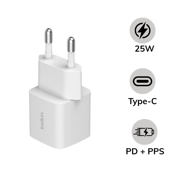 Cốc sạc nhanh Belkin 25W Type-C PD Wall Charger (chấu tròn)