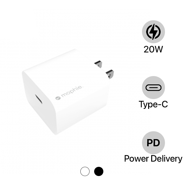 CBMOPHIE20WBK - Combo Cốc Cáp sạc nhanh Mophie Power Delivery 20W USB-C