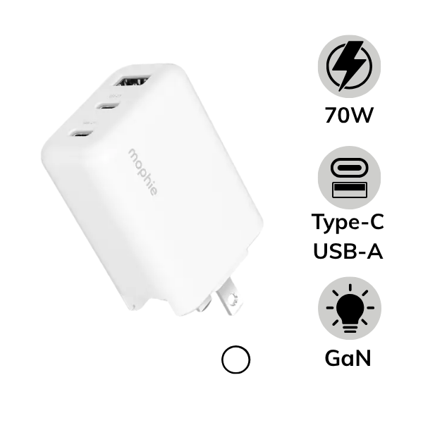 Cốc sạc nhanh Mophie 70W Essentials 2C1A GaN