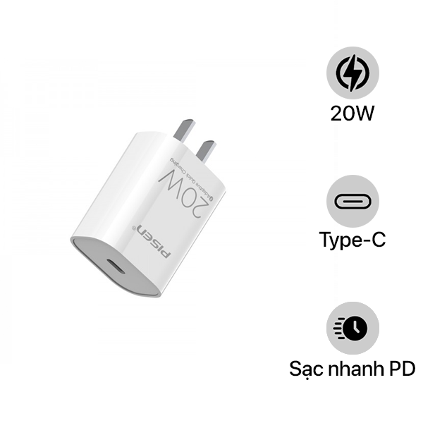 PSS0074 - Cốc sạc Pisen 20W Type-C PD Quick