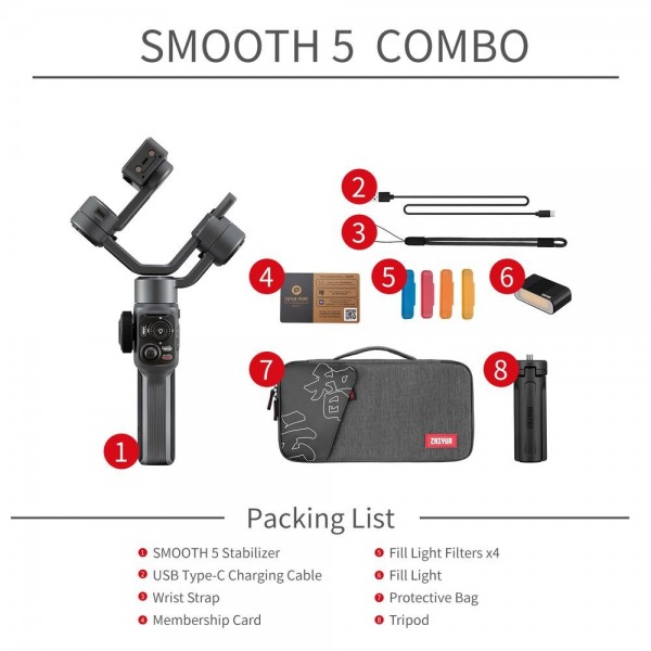 SMOOTH5CB - Combo Gimbal chống rung Zhiyun Smooth 5