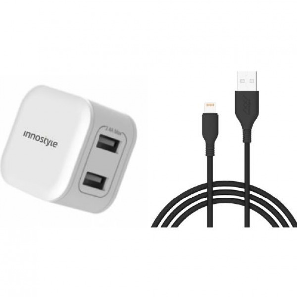 IC12SA + JIAL150 - Combo Cốc + Cáp sạc Innostyle 12W 2 cổng Minigo 2 Smart