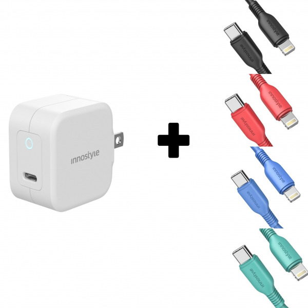 IC20PD + JICL120 - Combo Cốc + Cáp sạc nhanh Innostyle 20W 1 cổng Type-C