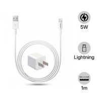 Combo cốc cáp USB-A to Lightning Pisen 1A (5W) 1m