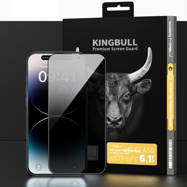 BJ513BK - Cường lực chống nhìn trộm iPhone 15 Mipow Kingbull Premium HD