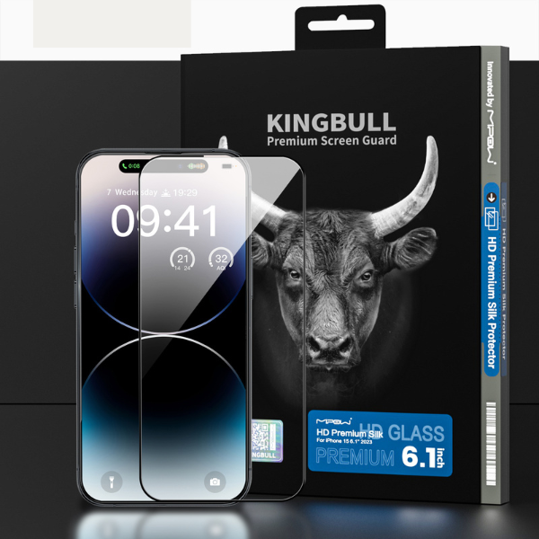 Cường lực iPhone 15 Mipow Kingbull Premium Silk HD (2.7D)