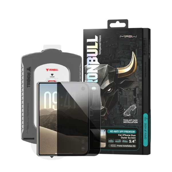 Dán kính cường lực chống nhìn trộm iPhone Duo Mipow IRONBULL có khay dán