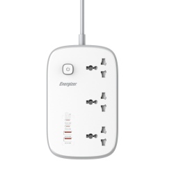 EPB3250W00EUWE - Ổ điện đa năng Energizer 3AC kèm 2 x USB-A và 2 x Type-C sạc nhanh PD (Max 65W)