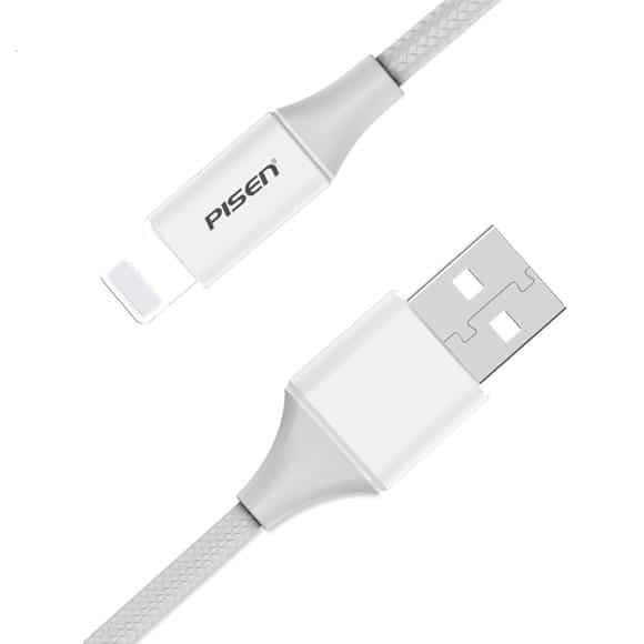 AL171200WT - Cáp USB-A to Lightning Pisen 2.4A Braided 1.2M Fast Pro