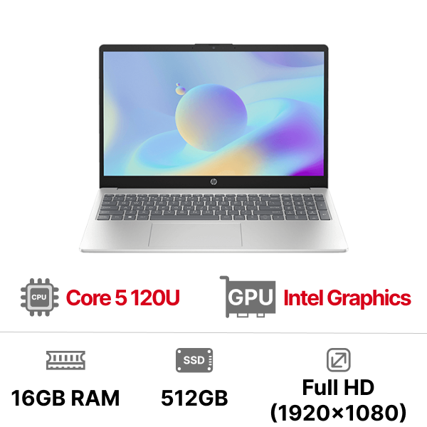 Laptop HP 15-fd1045TU 9Z2X1PA Core 5 120U|16GB|512GB|OB|15.6 inch FHD|Win11