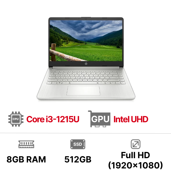 Laptop HP 14s-dq5121TU 8W355PA i3-1215U|8GB|512GB|OB|14 inch FHD|Win11