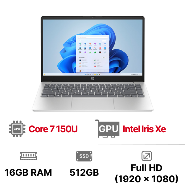Laptop HP 14-ep1007TU 9Z2W1PA Core 7 150U|16GB|512GB|OB|14 inch FHD|Win11
