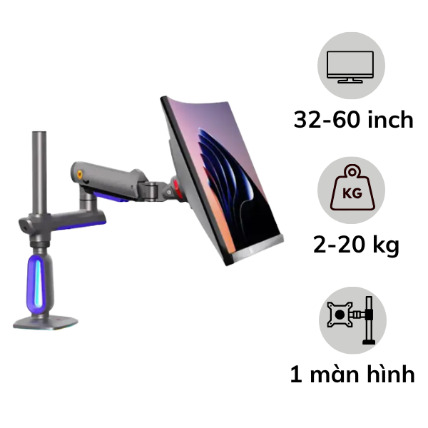 Giá treo màn hình máy tính North Bayou Led RGB G80 32-60 inch