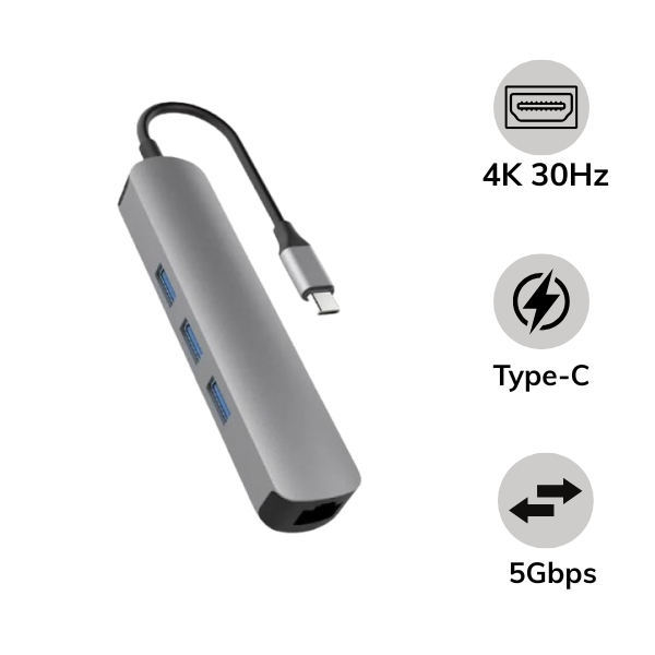 Hub chuyển đổi HyperDrive 6 in 1 Type-C 4K HDMI HD233B