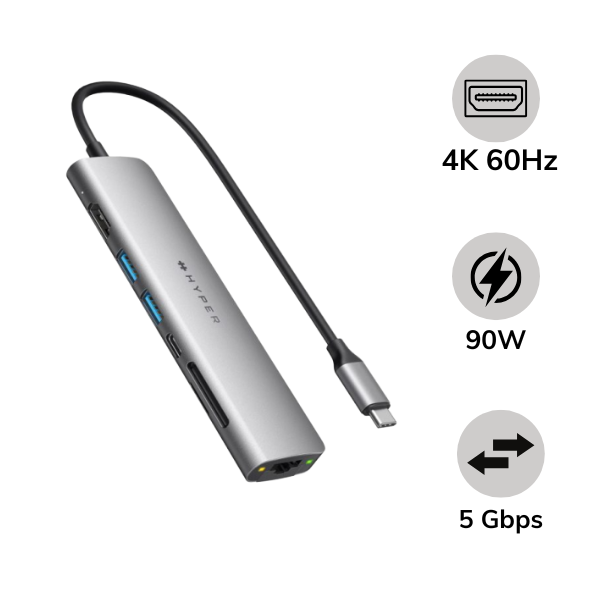 Hub chuyển đổi HyperDrive 7 in 1 Type-C HD22H