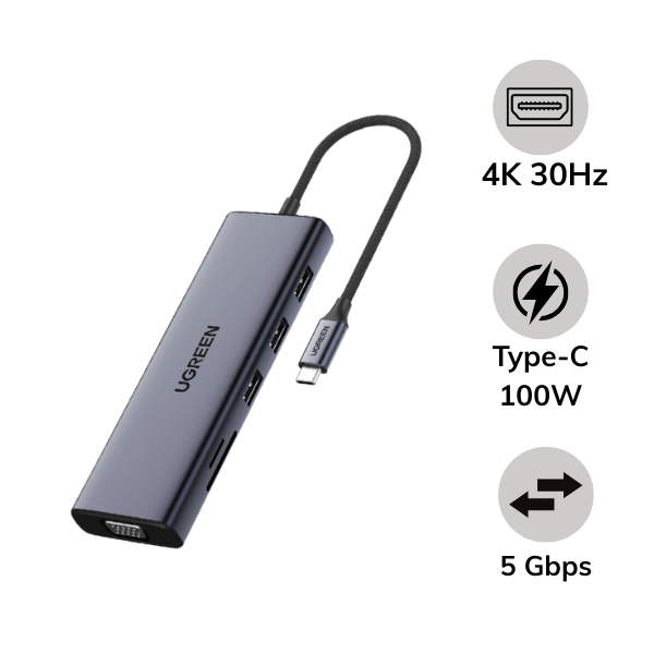 Hub chuyển đổi Type C Ugreen 9 in 1 CM498
