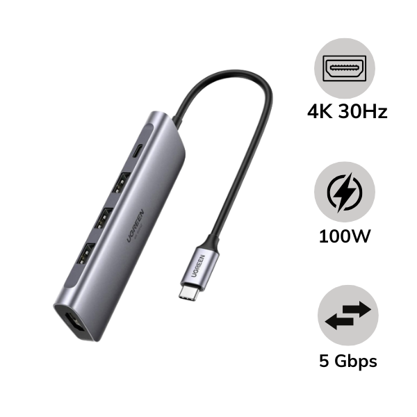 Hub chuyển đổi Ugreen Type-C 5 in 1 CM478