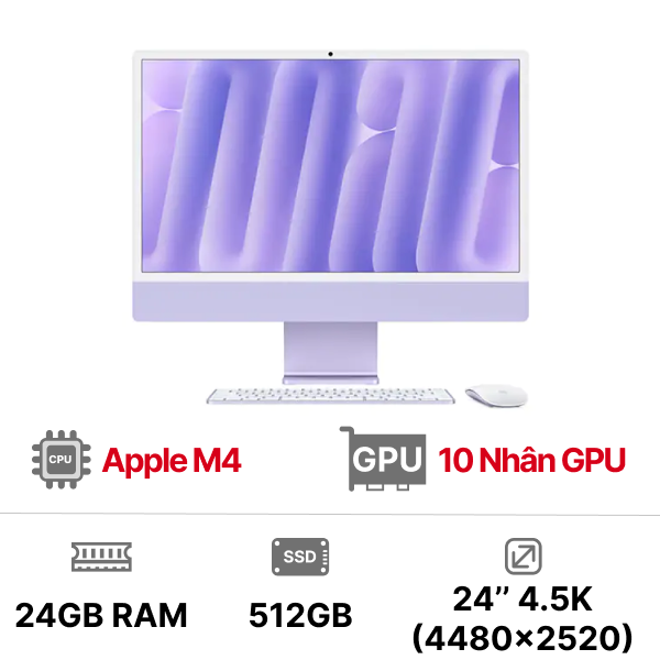 iMac M4 2024 24 inch 10CPU 10GPU 24GB 512GB SSD | Chính hãng Apple