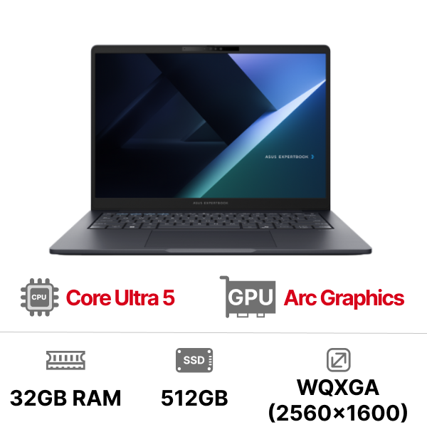 Laptop ASUS B5405CCA 14 inch (WQXGA 144HZ Core Ultra 5 32GB DDR5 512GB Fingerprint WI-FI 7 + BT 5.4 63WHRS,3-CELL LI-ION WIN11 PRO)