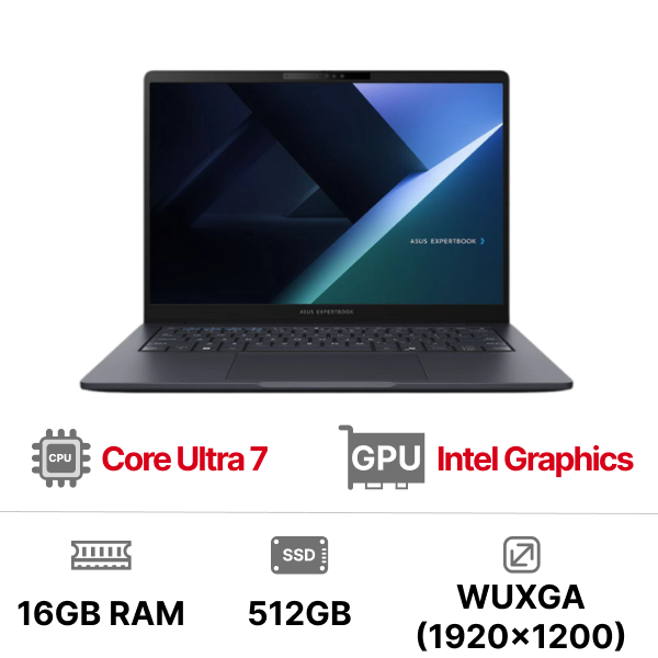 Laptop ASUS ExpertBook B3 B3405CCA-LY0080W (Intel Core Ultra 7 255H | Intel Graphics | 14 inch WUXGA | 16GB | 512GB | Win 11 | Xám)