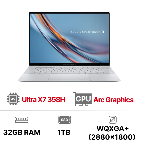 Laptop ASUS Expertbook Ultra B9406CAA-X7321TW (Intel Core Ultra X7 358H | Intel Arc Graphics | 14.0-inch WQXGA+ | Touch | 32GB | 1TB | Windows 11 Home | Xám)