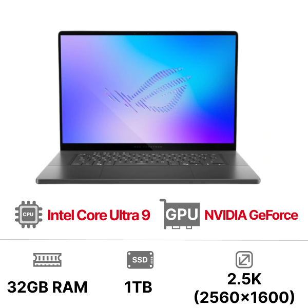 Laptop ASUS ROG Zephyrus G16 GU606AW-TB121W (Intel Core Ultra 9 386H | 32GB LPDDR5x | 1TB | NVIDIA GeForce RTX 5080 16GB | 16 inch OLED 240Hz | Windows 11 | Xám)
