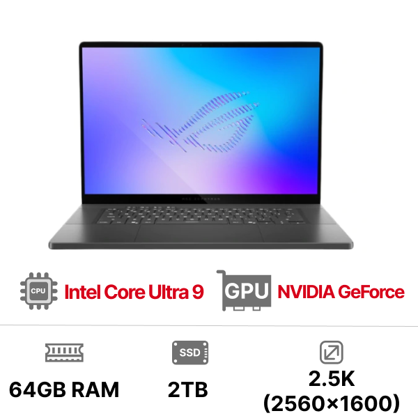 Laptop ASUS ROG Zephyrus G16 GU606AX-TB042WS (Intel Core Ultra 9 386H | 64GB LPDDR5x | 2TB | NVIDIA GeForce RTX 5090 24GB | 16 inch OLED 240Hz | Windows 11 | Xám)