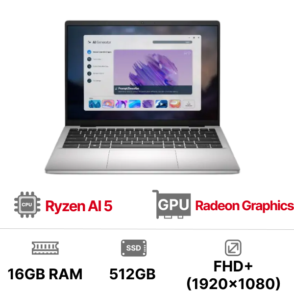 Laptop Dell 14 DC14255 DC4A5330W1 (Ryzen AI 5 330 16GB 512GB SSD 14 inch FHD+ Win 11 Office Microsoft 365 Basic 1Y Silver 2Y)